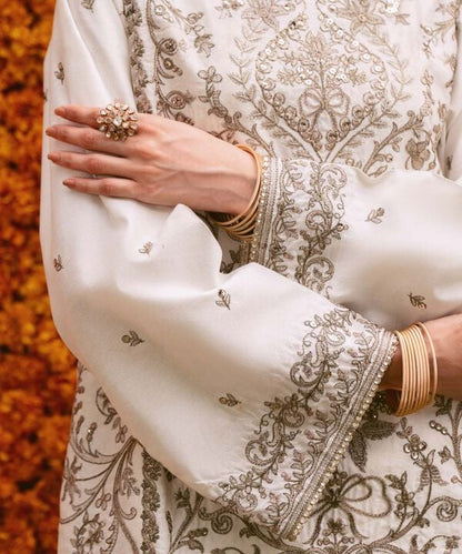 3 Piece - Embroidered Cotton Net Suit (Stitched)