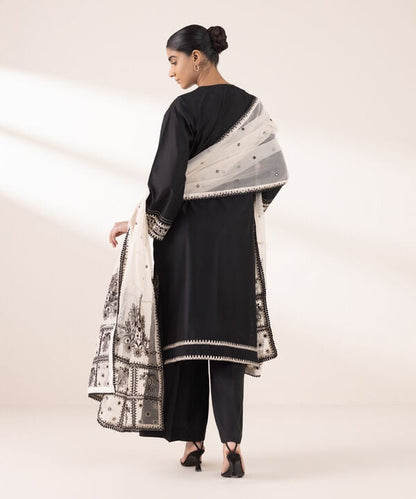 3 Piece - Embroidered Cotton Net Suit (Stitched)