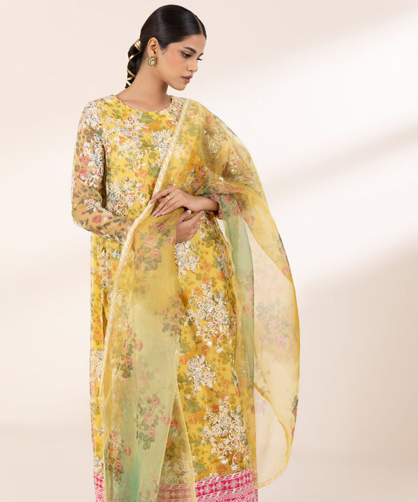 3 Piece - Embroidered Organza Suit (Stitched)