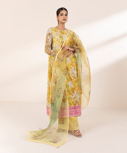 3 Piece - Embroidered Organza Suit (Stitched)