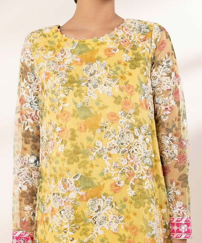 3 Piece - Embroidered Organza Suit (Stitched)