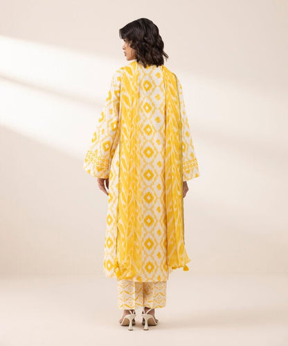 3 Piece - Printed Crosshatch Suit (Unstitched)