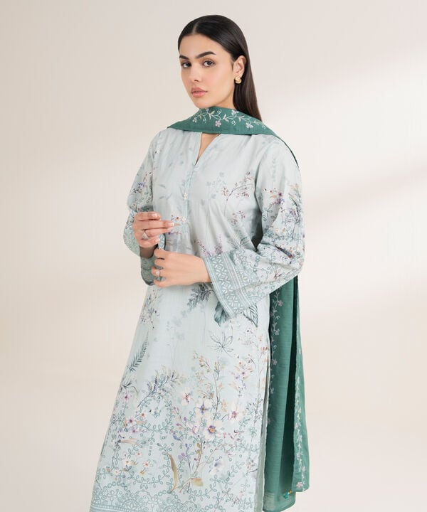 3 Piece - Embroidered Crosshatch Suit