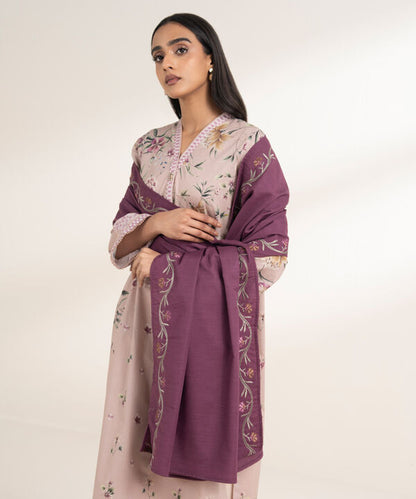 3 Piece - Embroidered Crosshatch Suit