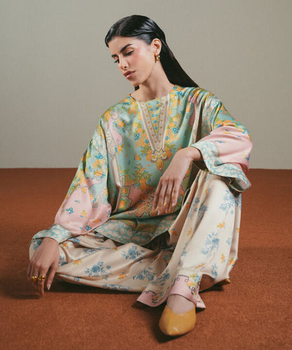 2 Piece - Printed Silk Suit