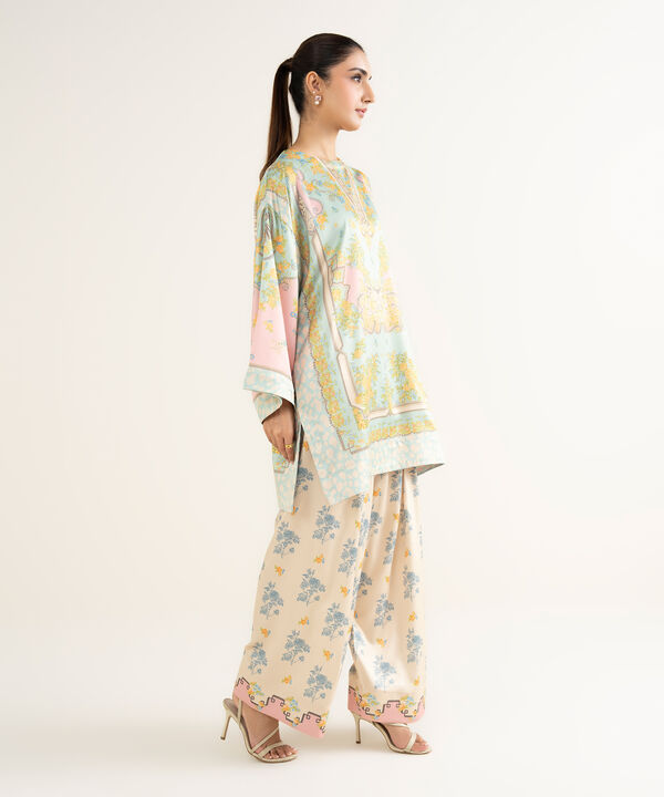 2 Piece - Printed Silk Suit