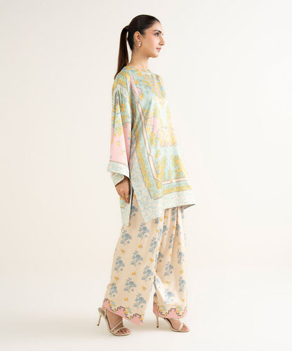 2 Piece - Printed Silk Suit