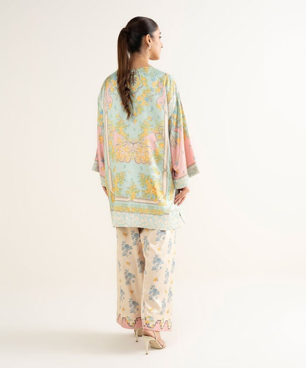 2 Piece - Printed Silk Suit