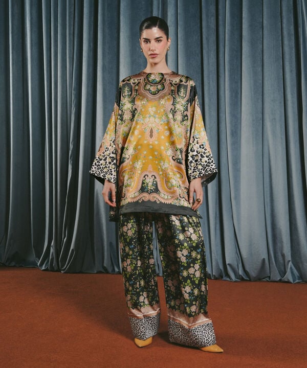 2 Piece - Printed Silk Suit