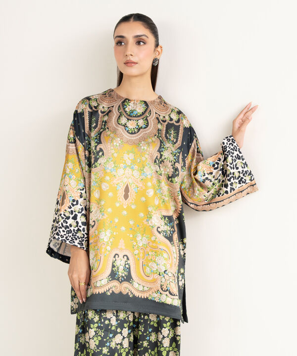 2 Piece - Printed Silk Suit
