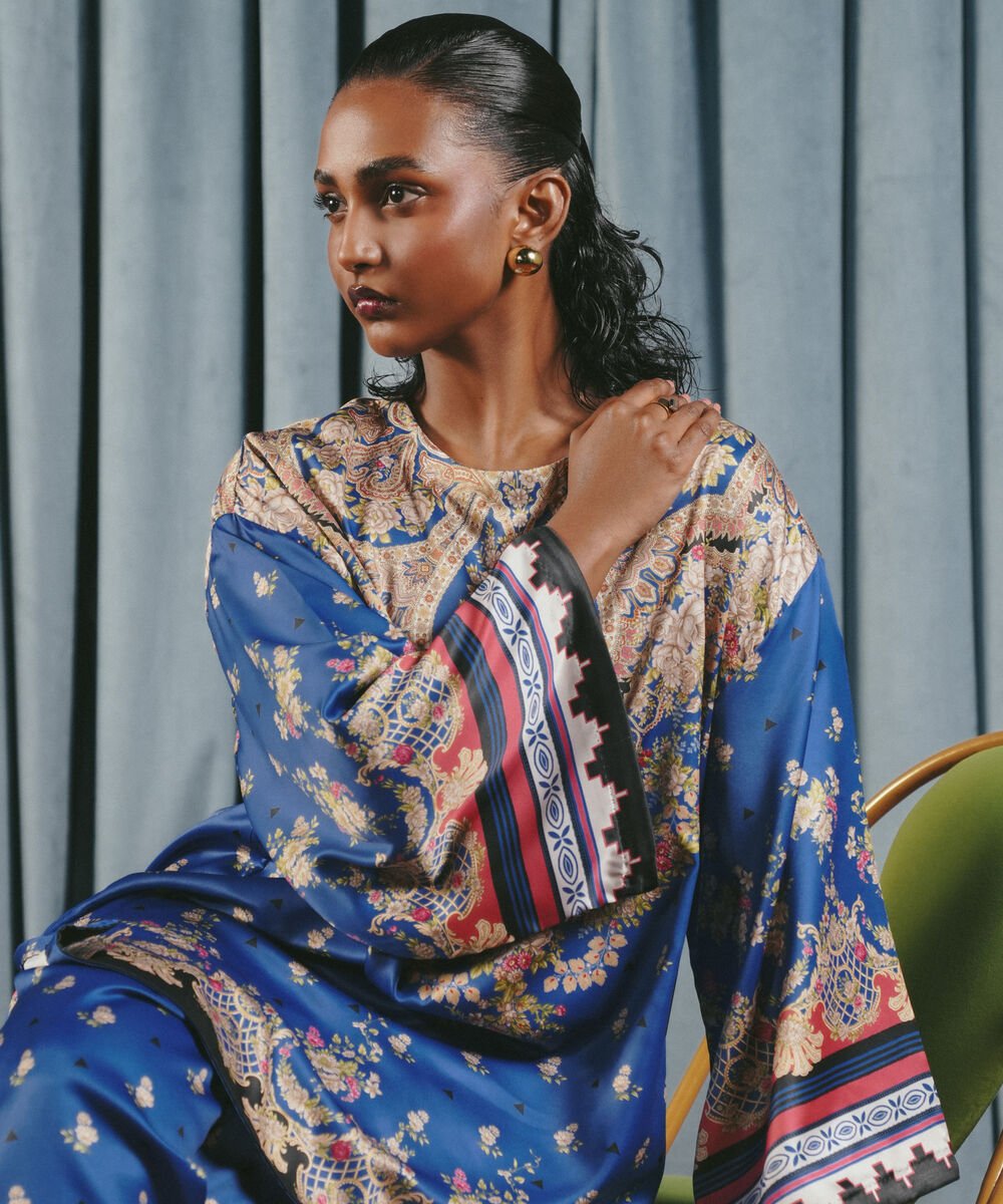 2 Piece - Printed Silk Suit