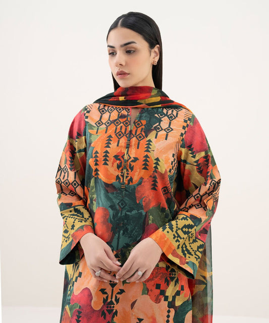 2 Piece - Printed Cotton Suit