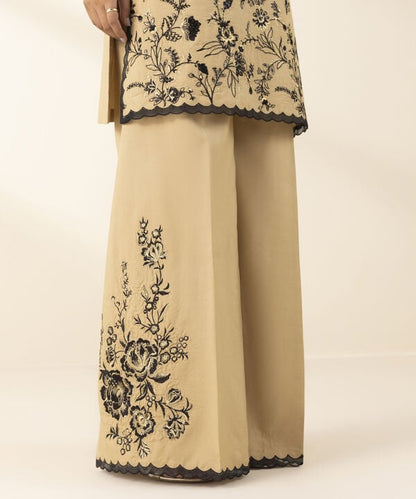 3 Piece - Embroidered Raw Silk Suit (Unstitched)
