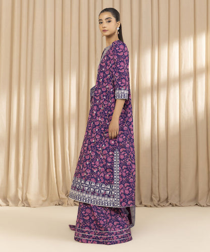 3 Piece - Embroidered Silk Suit (Unstitched)