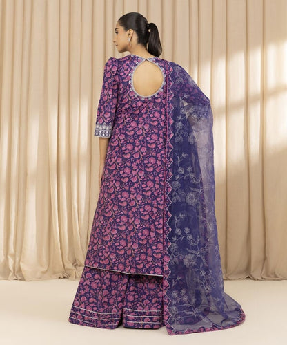 3 Piece - Embroidered Silk Suit (Unstitched)