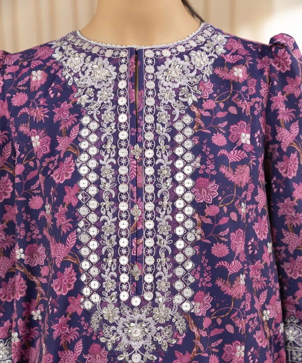3 Piece - Embroidered Silk Suit (Unstitched)