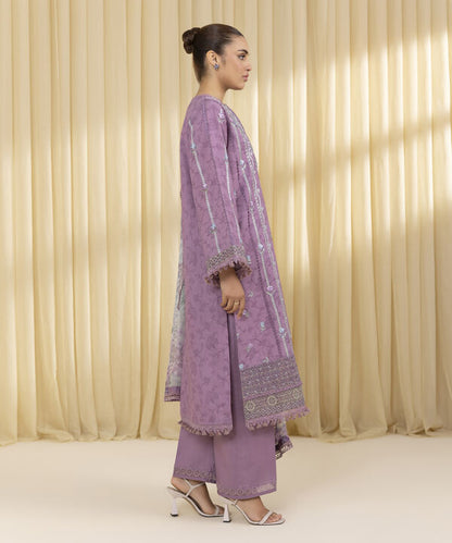3 Piece - Embroidered Cotton Jacquard Suit (Unstitched)