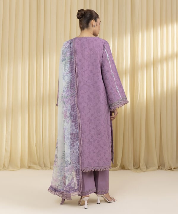 3 Piece - Embroidered Cotton Jacquard Suit (Unstitched)