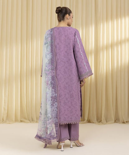 3 Piece - Embroidered Cotton Jacquard Suit (Unstitched)