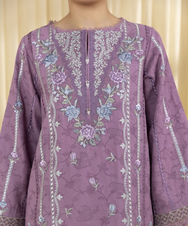 3 Piece - Embroidered Cotton Jacquard Suit (Unstitched)