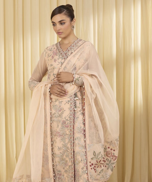 3 Piece - Embroidered Organza Suit (Unstitched)