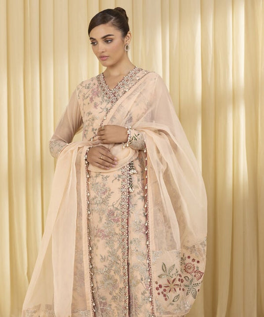 3 Piece - Embroidered Organza Suit (Unstitched)