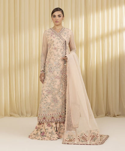 3 Piece - Embroidered Organza Suit (Unstitched)
