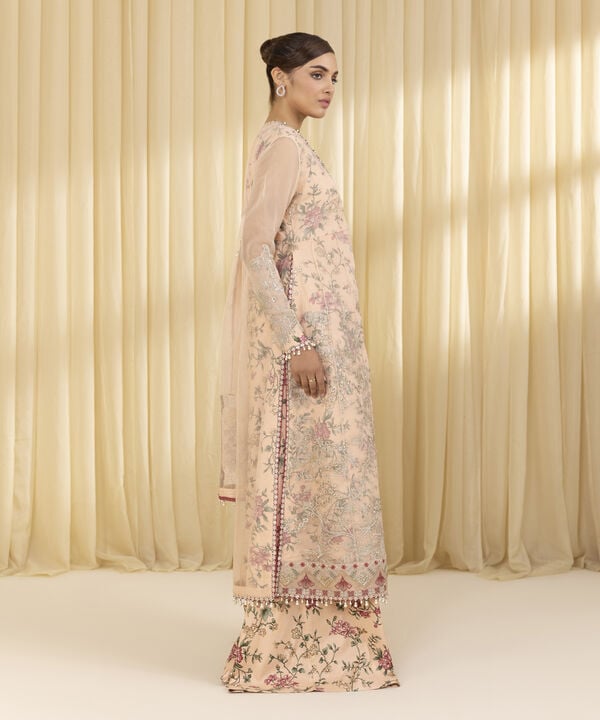 3 Piece - Embroidered Organza Suit (Unstitched)