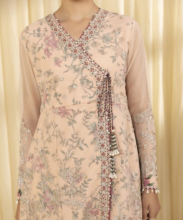 3 Piece - Embroidered Organza Suit (Unstitched)