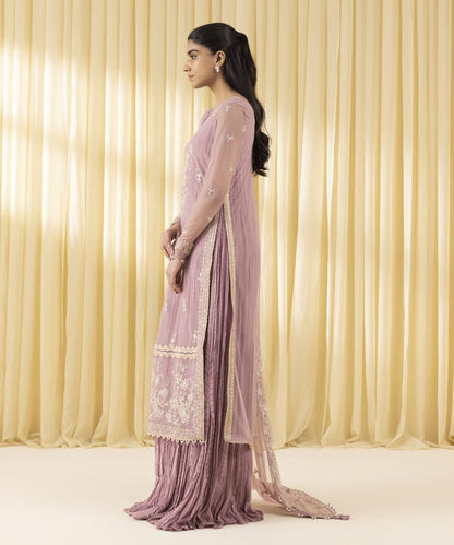 3 Piece - Embroidered Net Suit (Unstitched)
