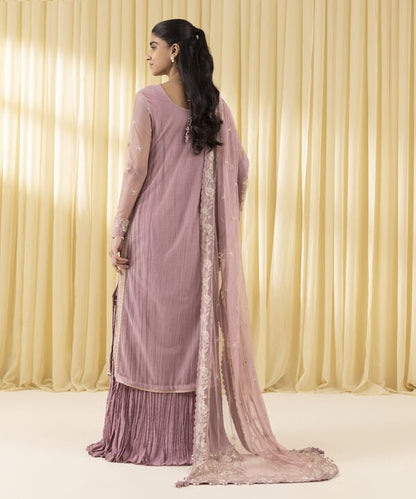 3 Piece - Embroidered Net Suit (Unstitched)