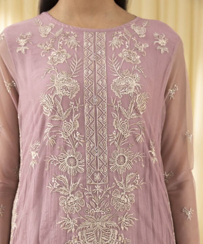 3 Piece - Embroidered Net Suit (Unstitched)