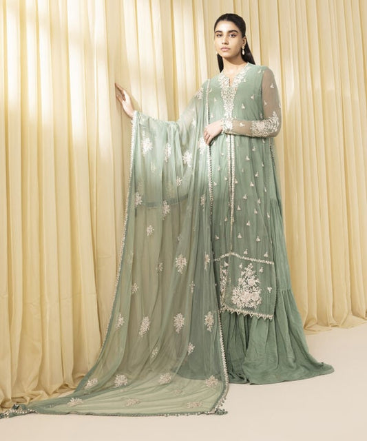 3 Piece - Embroidered Net Suit (Unstitched)
