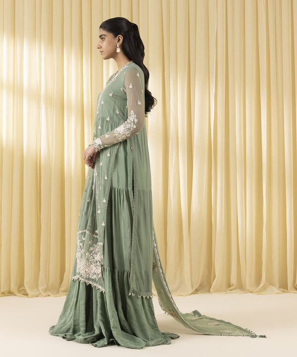 3 Piece - Embroidered Net Suit (Unstitched)