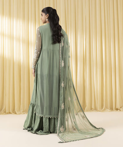 3 Piece - Embroidered Net Suit (Unstitched)