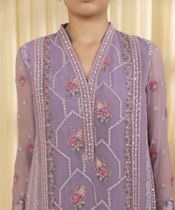 3 Piece - Embroidered Chiffon Suit (Unstitched)