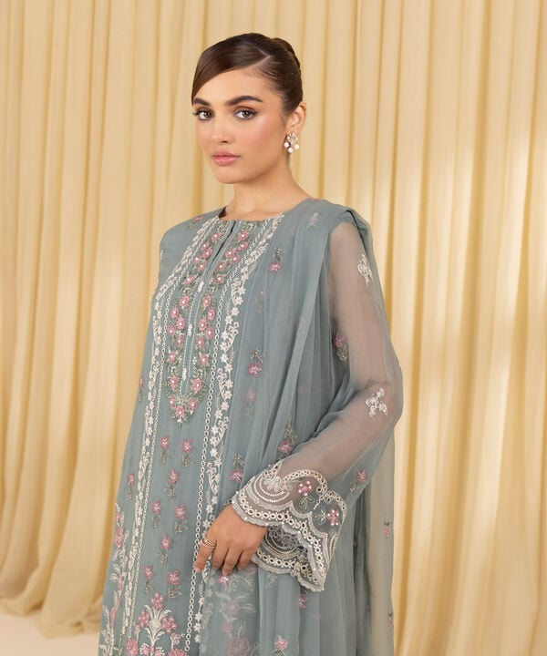 3 Piece - Embroidered Chiffon Suit (Unstitched)