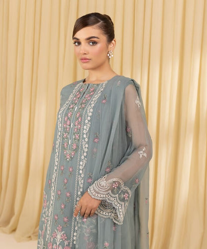 3 Piece - Embroidered Chiffon Suit (Unstitched)