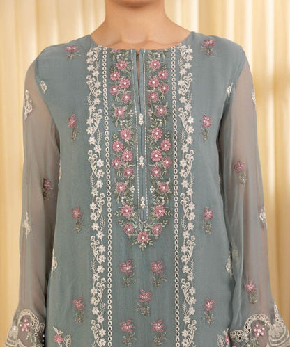 3 Piece - Embroidered Chiffon Suit (Unstitched)