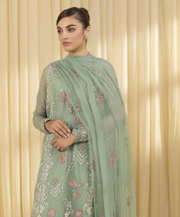 3 Piece - Embroidered Chiffon Suit (Unstitched)