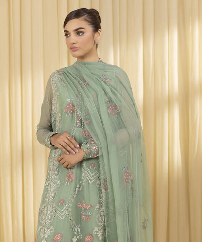 3 Piece - Embroidered Chiffon Suit (Unstitched)