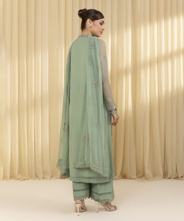 3 Piece - Embroidered Chiffon Suit (Unstitched)
