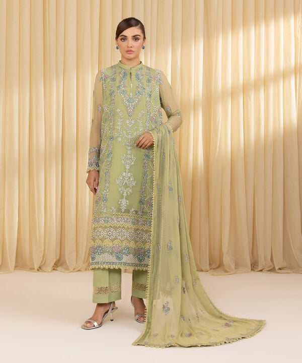 3 Piece - Embroidered Chiffon Suit (Unstitched)