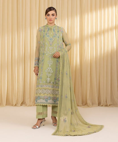 3 Piece - Embroidered Chiffon Suit (Unstitched)