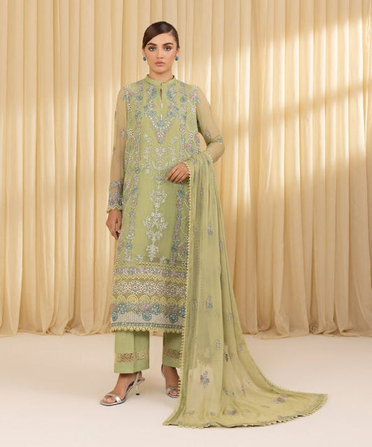 3 Piece - Embroidered Chiffon Suit (Unstitched)