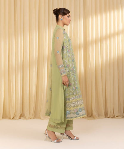 3 Piece - Embroidered Chiffon Suit (Unstitched)