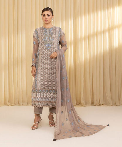 3 Piece - Embroidered Chiffon Suit (Unstitched)