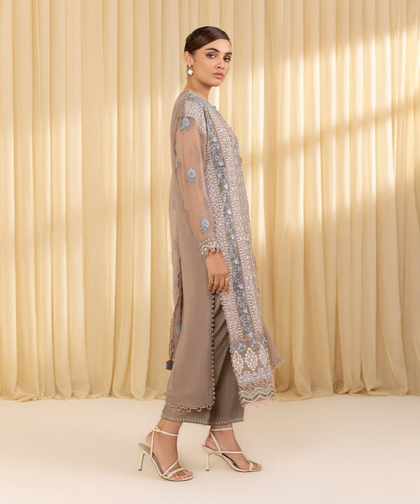 3 Piece - Embroidered Chiffon Suit (Unstitched)