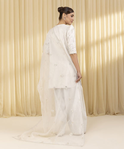 3 Piece - Embroidered Raw Silk Suit (Unstitched)