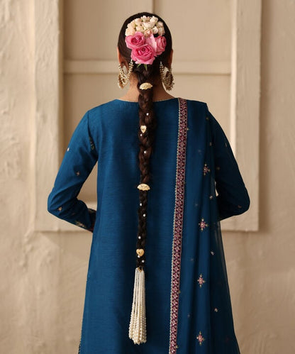 3 Piece - Embroidered Raw Silk Suit (Unstitched)